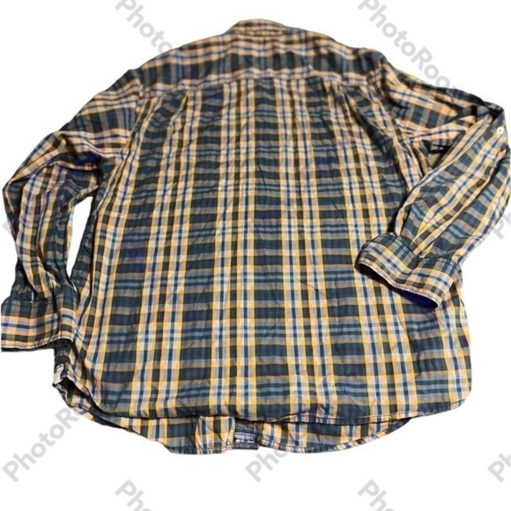 Tommy Bahama Men's Large Green/Yellow/blue Plaid Roll Tab Long Sleeve Button Up - Picture 6 of 6